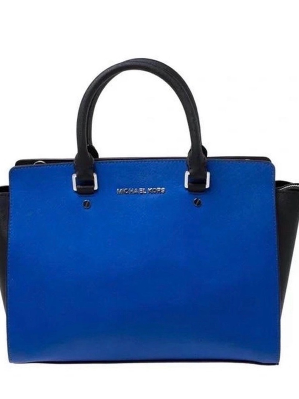 Michael Kors Royal Blue and Black Top-Handle Satchel